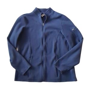 LL Bean Fleece full zip Jacket Womens size Medium Blue Pockets Lightweight